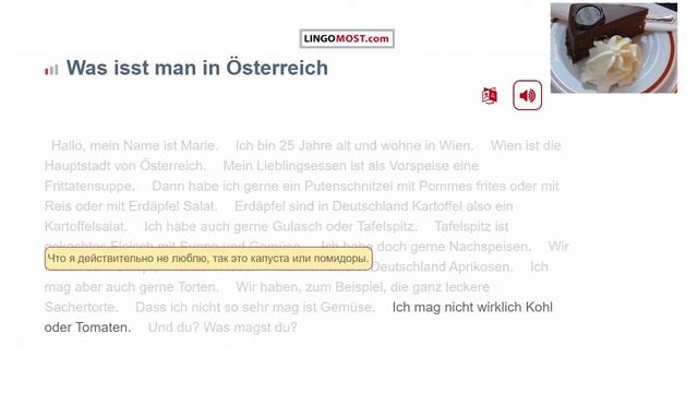Что едят в Австрии - Was isst man in Österreich. Легкие тексты на немецком. Понимание на слух. А1-А