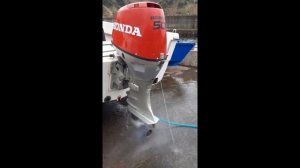 Honda BF 50 HP outboard flushing, Porto Formoso, Azores
