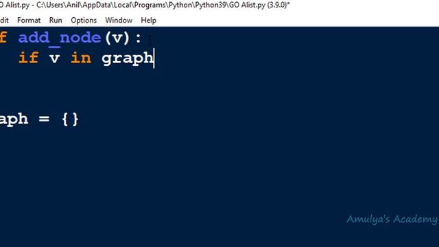 Python Program To Implement Graph Insertion Operation | Add Node | Adjacency List | Data Structure