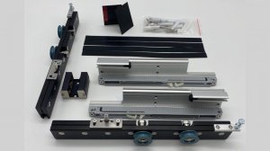 Раздвижная система с треком 2 м для стеклянных дверей FDS-16 AL/BLЧерная