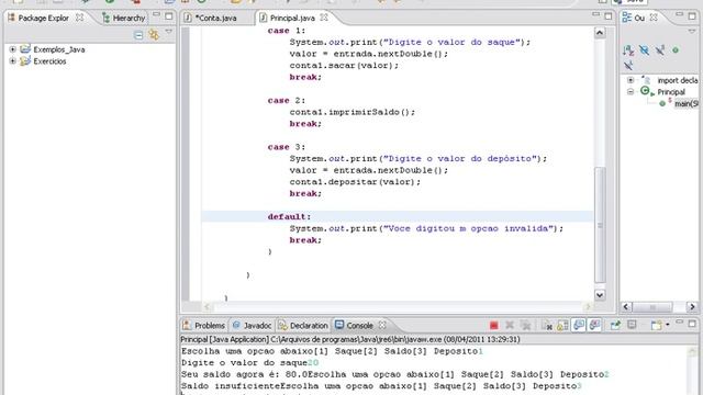 Java- Melhorando a classe Conta - Criando um menu interativo com um while e um switch case смотреть онлайн