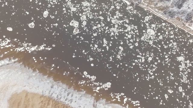 Вятские Поляны, река Вятка, ледоход с высоты. смотреть онлайн