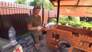 Мини русская печь кирпич в беседке на даче!
