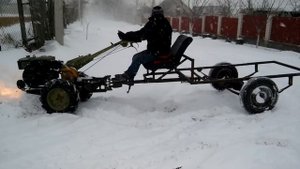 мотоблок  зубр с прицепом 4х4