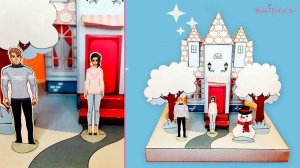 Зимний кукольный домик из бумаги поделка