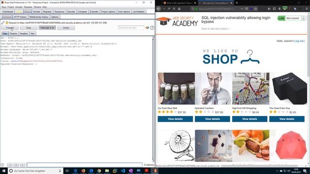SQL injection vulnerability allowing login bypass (Video solution) смотреть онлайн
