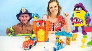 Пожарные Play Doh и Даник - Весёлый пластилин Плей До и МАШИНКИ для детей