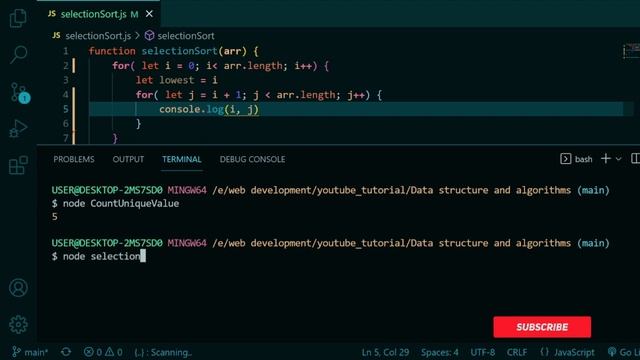 Data Structure and Algorithms Javascript Bangla #21 Selection Sort Implementation