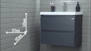 Тумба подвесная под раковину "Classica 60" Graffo графит матовый В2 Домино