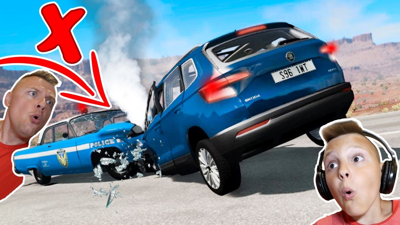 Безумная ЕЗДА на ШКОДА КАРОК с Обгоном Тест на ПРОЧНОСТЬ в BeamNG Drive