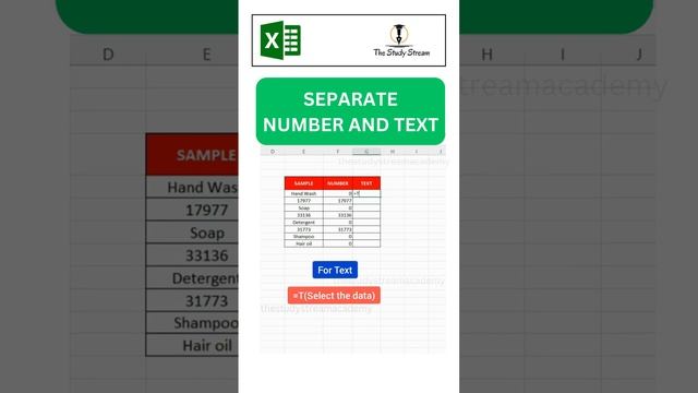 SEPARATE NUMBER AND TEXT II SEPARATE NUMBER AND TEXT IN EXCEL iII EXCEL #shortsvideo