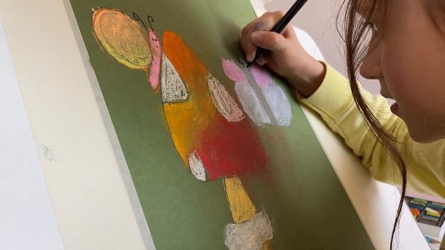 Рисуем с детьми 5-7 лет / Как нарисовать грибочек / Рисуем пастелью