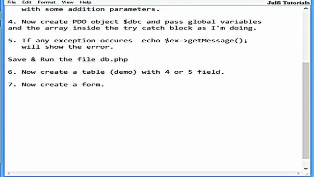 PHP Data Objects (PDO): how to Connect mysql database and execute insert query