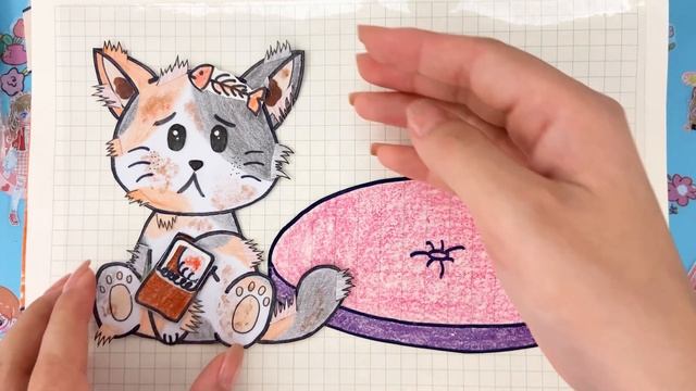 Wild cats are pregnant and help them give birth |How to make a paper cat ? 종이로 고양이를 | Paper Stories