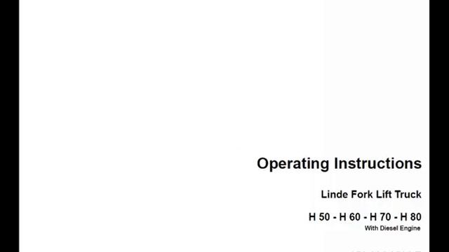 Linde Forklift Truck 353 Series H 50H 60 H 70 H 80 Workshop Manual