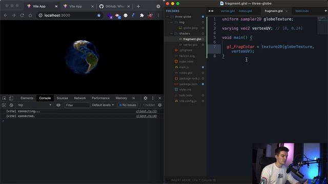 Intermediate Three.js Tutorial: Make a Globe with Custom Shaders смотреть онлайн