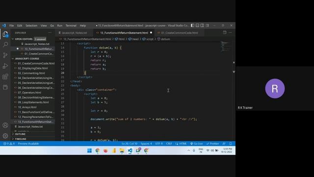 Javascript - Javascript Functions, Passing Parameters, Return Statement, Anonymous, CallBack