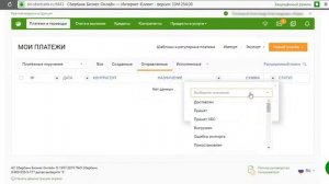 Просмотр Платежей сбербанк Бизнес онлайн и отбор по фильтрам