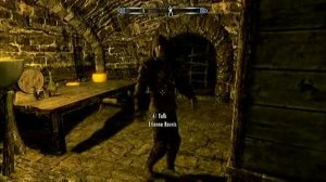 Etienne Rarnis doin a little jig in skyrim's thief guild