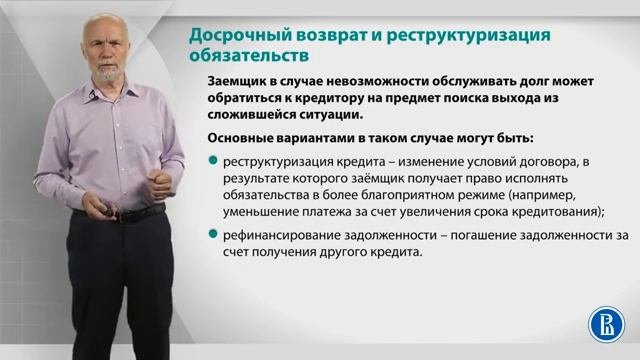 Курс лекций «Банковские услуги и отношение людей с банками». Лекция 23. Досрочны