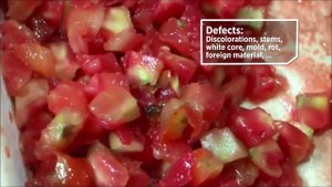 Томаты - оптическая сортировка нарезанных на кубик.