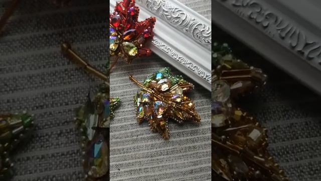 Три броши "Лист Клёна". Моё хобби