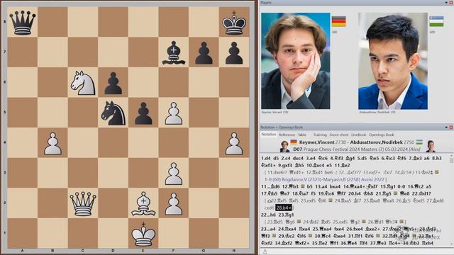 БЕГУЩИЙ КОРОЛЬ в партии Нодирбека Абдусатторова | Прага 2024 (7 тур) | Шахматы смотреть онлайн