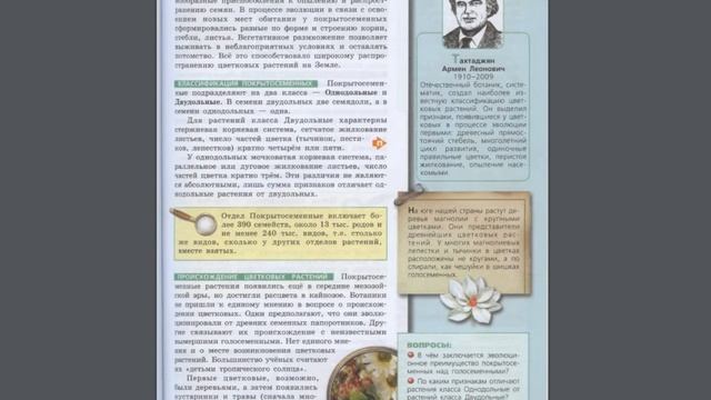 Биология (Л.Н.Сухорукова) 7к §19 Отдел покрытосеменные, или Цветковые смотреть онлайн