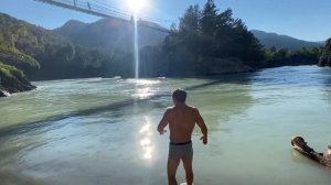 Горный Алтай часть 2 - Водопад , Остров Пантос , Козья тропа , Купание в реке Катунь .