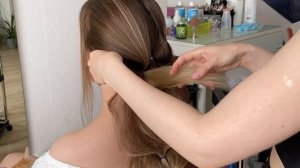 Красивая прическа на выпускной 2021 Греческая коса (хвост)