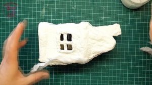 Заснеженный домик из картона и ваты. МК