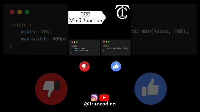 CSS Min( ) Function. | @true.coding | #html #css #new #coding #tech #learncoding #csstutorial