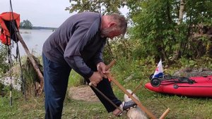Лучковая пила в действии ...