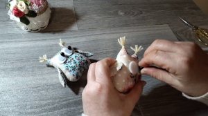 совушки из ткани на ветке + выкройка