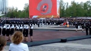 Выступление патриарха Кирилл и мэра Москвы С. С. Собянина. Освящение знамени кадетского движения