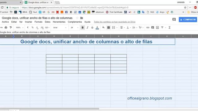 Unificar ancho de columnas o alto de filas en Google Sheets (1,04') смотреть онлайн