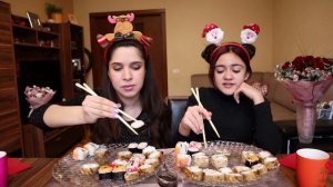 70 СУШИ/РОЛЛОВ/КТО СЪЕСТ БОЛЬШЕ?/ПРЕДНОВОГОДНИЙ МУКБАНГ #mukbang #AskFatima