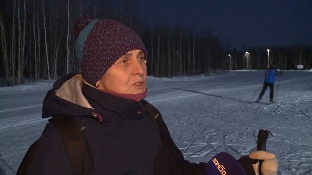 Освещённая лыжная трасса в Апатитах смотреть онлайн