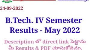 Rayalaseema university B.Tech. 4th Semester - Results - May 2022