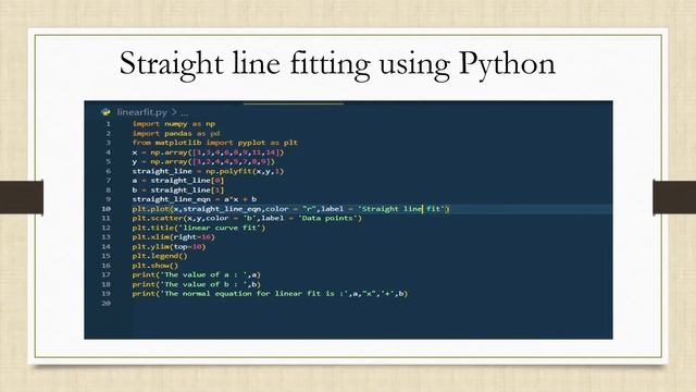 How to fit a straight line using python programming language смотреть онлайн