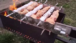 Приспособление для жарки шашлыка на шесть шампуров. Саможар "Волчок"!