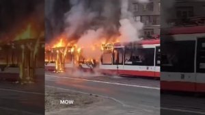 В Приморском районе Петербурга сгорел вагон трамвая