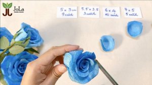 Cách làm hoa hồng Ecuador xanh dương bằng giấy nhún / How to make paper blue roses/ JoLa handmade