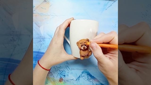 Мишка из полимерной глины на кружке / как слепить мишку / лепим мишку/ мк мишка смотреть онлайн