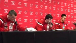 Badgers players Sam Dekker, Frank Kaminsky & Bronson Koenig after topping Illinois