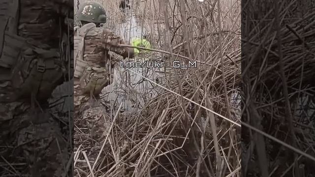 Всушники по каким то грязевым болотам тянут раненого