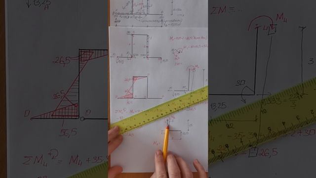 Трехшарнирная рама с затяжкой.Построение эпюр внутренних усилий M,Q,N смотреть онлайн