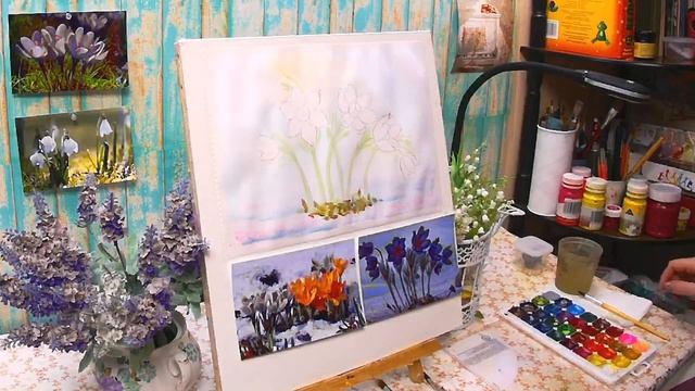 Первые весенние цветы Подснежники Поэтапный рисунок Как нарисовать подснежники смотреть онлайн