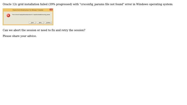 oracle 12c grid standalone Installation failed with crsconfig_params file not found error in... смотреть онлайн