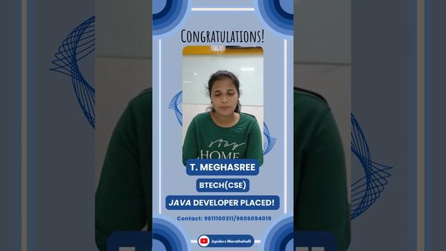 Student Successfully Placed | Java Full Stack Development | Jspiders Marathahalli | T  Meghasree